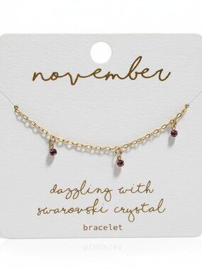 November Birthstone Bracelet Gold Tone Dazzling with Swarovski Crystal Topaz
